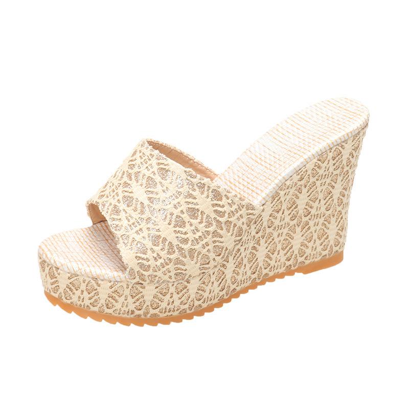 Women's Plus Size Summer Platform Wedge Peep-Toe High Heel Slippers