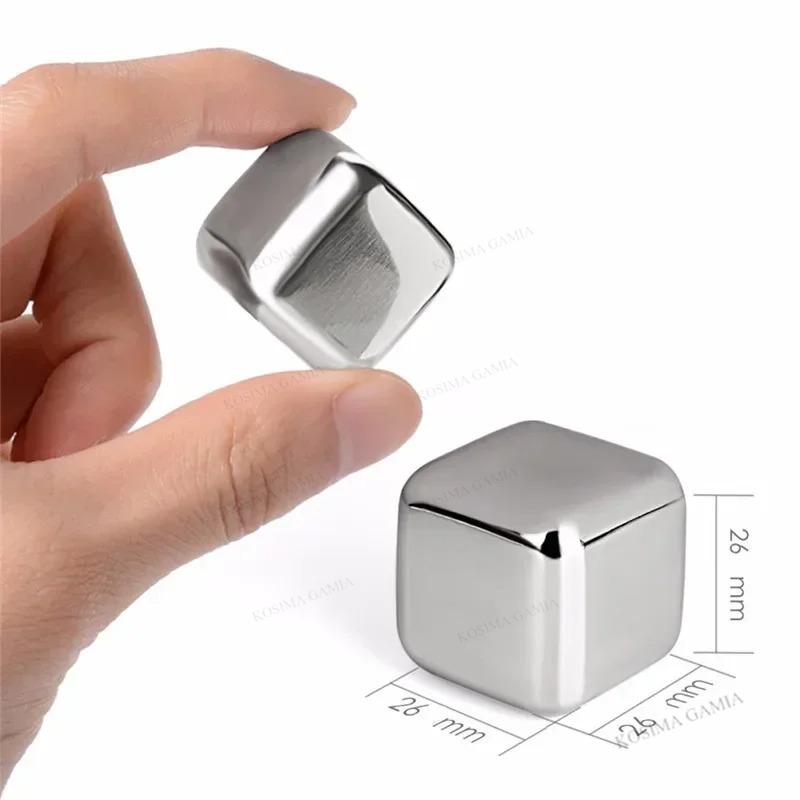 4-8Pcs Stainless Steel Ice Cube Set Reusable Whiskey Stone Ice Cubes for Whiskey Wine Cooling Cubes Ice Cubes Party Bar Tools