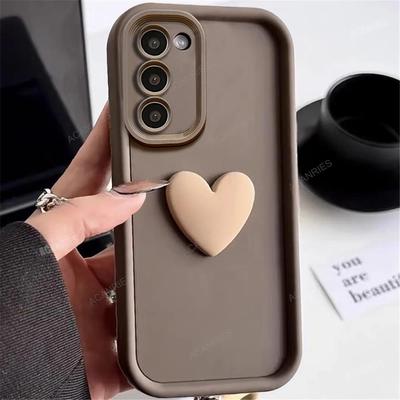 S 24 S24ultra S24plus Custodia in silicone con cuore carino per Samsung Galaxy S24 Plus Ultra S23 S22 S21 S20 FE 5g Cover opaca da donna