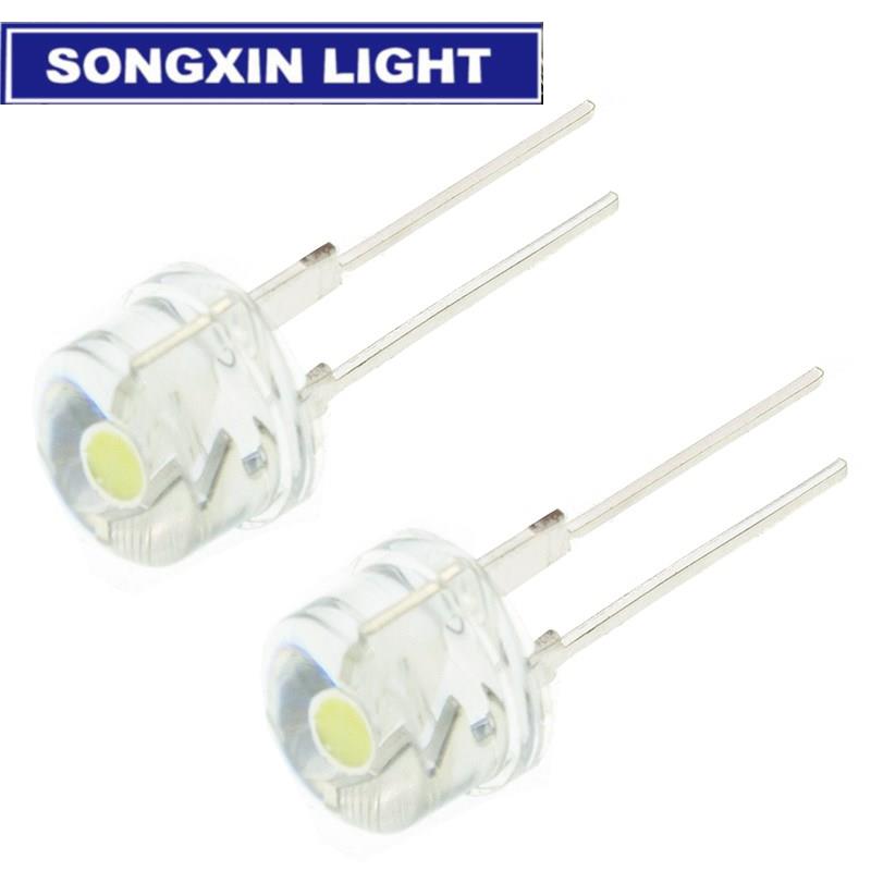 10PCS NEW F8 8mm 0.5W 3.0-3.2V Straw Hat LED White Super Bright LED Lamp Wide Angle Transparent LED Lamp Strawhat LED