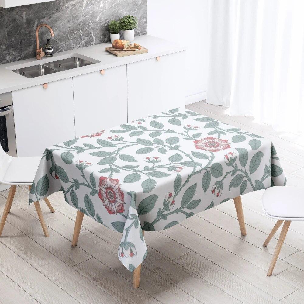 Cartoon Floral Tablecloth Home Decor Anti-Stain Waterproof Table Decoration Rectangular Kitchen Fireplace Countertop