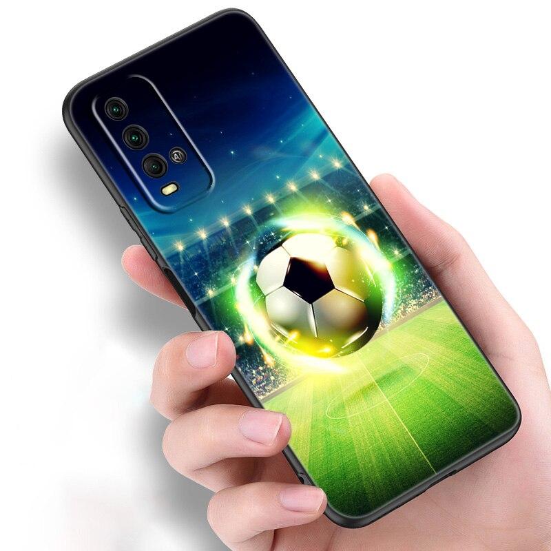 

Силиконовый чехол для телефона с огненным футбольным мячом для Xiaomi Redmi Note 11 10 9 8 Pro 11T 10T 10S 9S 8T 9 9A 9C 9T, черный чехол Redmi Note 10 Pro