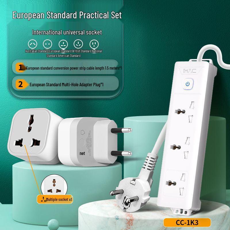 European Standard German Power Strip Extension Cord Adapter for Cross-Border Use