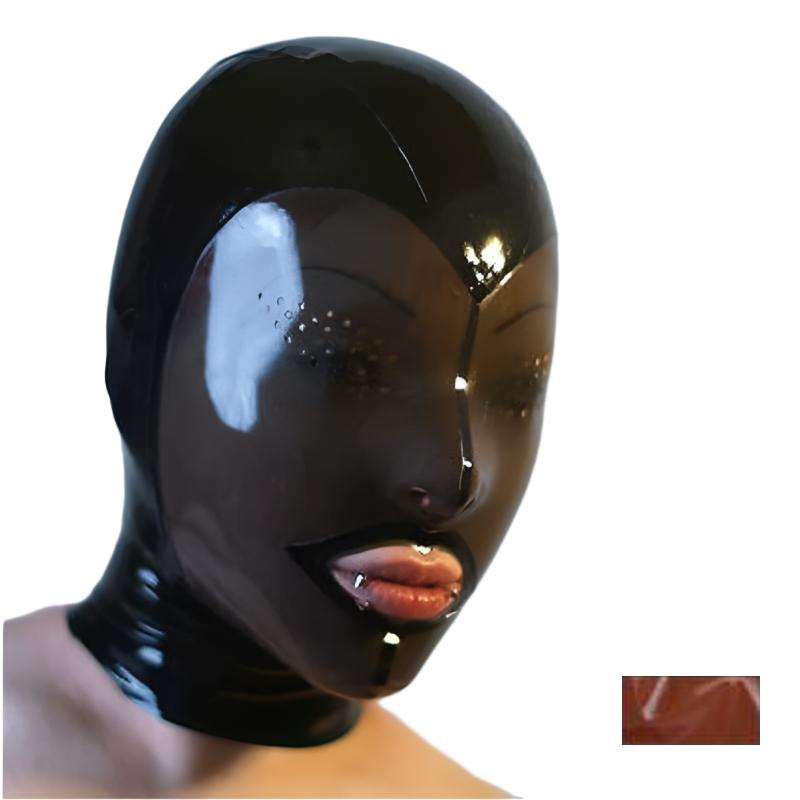 Fetish Mask With Back Zip Transparent Black Face Hood Latex Hoods