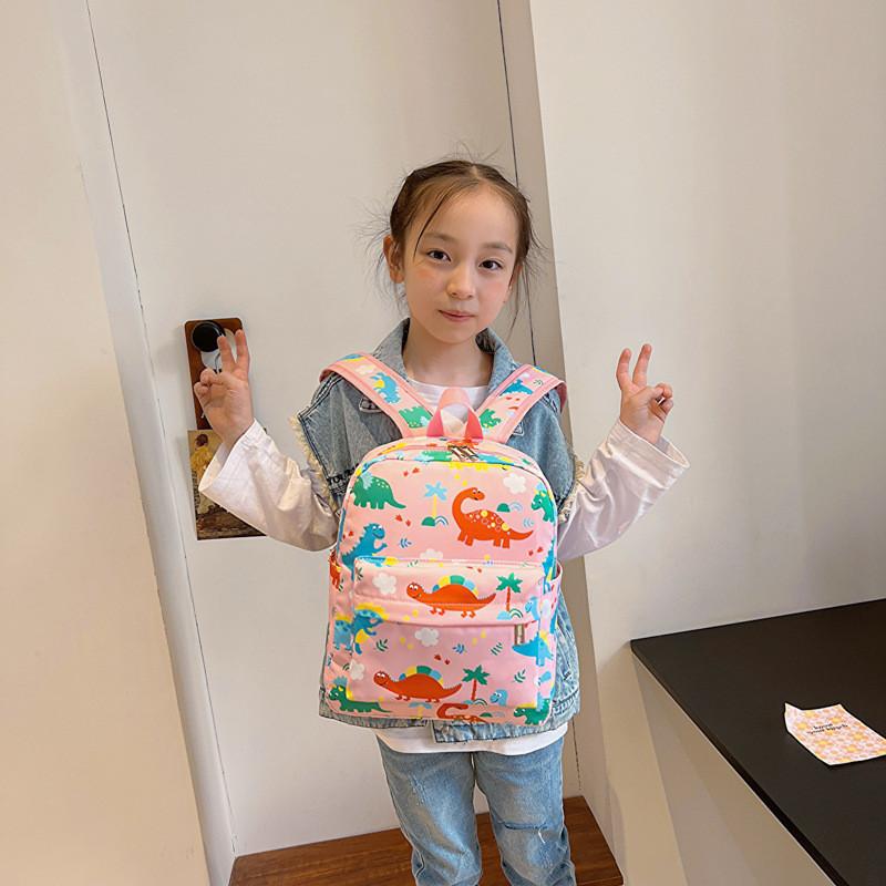 Adorable Cartoon Dinosaur Backpack For Kids Lightweight Durable Nylon School Bag