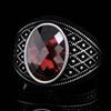 Stylish Retro Men's Black & Red Diamond Alloy Ring