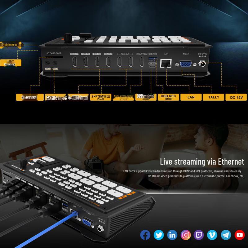 

Oton Black Hornet 2 Pro 4-Channel HDMI Live Stream Switcher