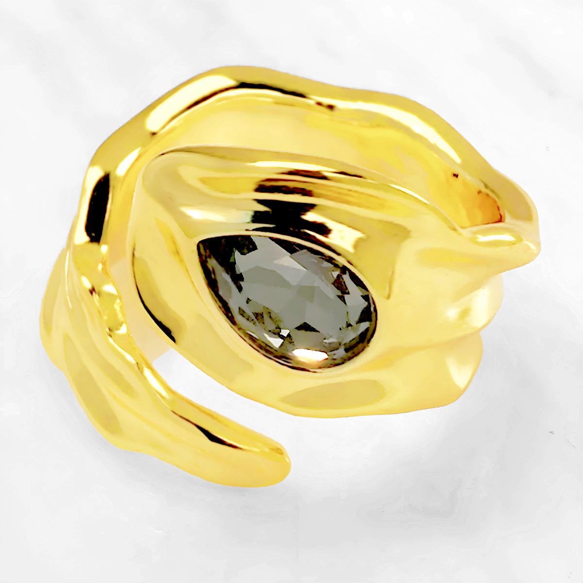 UNOde50 Crystal Water Drop Irregular Open Ring - Exquisite Women s Gift