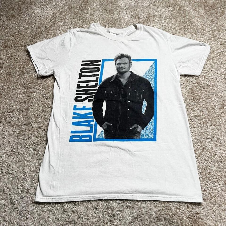 Blake Shelton Shirt Men Medium White Country Music Concert AM414 Unisex T-Shirt L