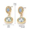 Mid-Century Vintage Retro Round Earrings In Court Style with 18K Gold-Plated Copper