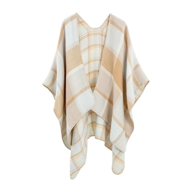 Autumn and winter new season ladies imitation cashmere double-sided plaid shawl