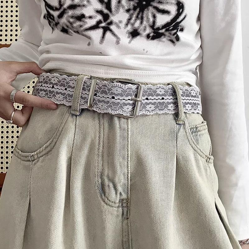 White Floral Lace Waist Belt Adjustable Sweet All-match Waistband For Women Casual Waist Strap Casual Waist Strap Accessories
