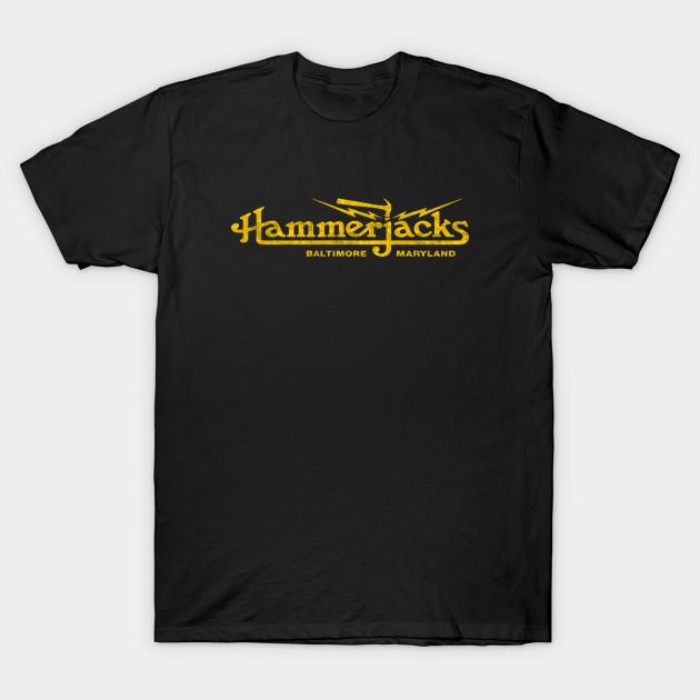 

Men Black Print T-shirt Distressed Retro Hammerjacks No-Cut Transfer Paper Print Cotton Tshirt 2XL