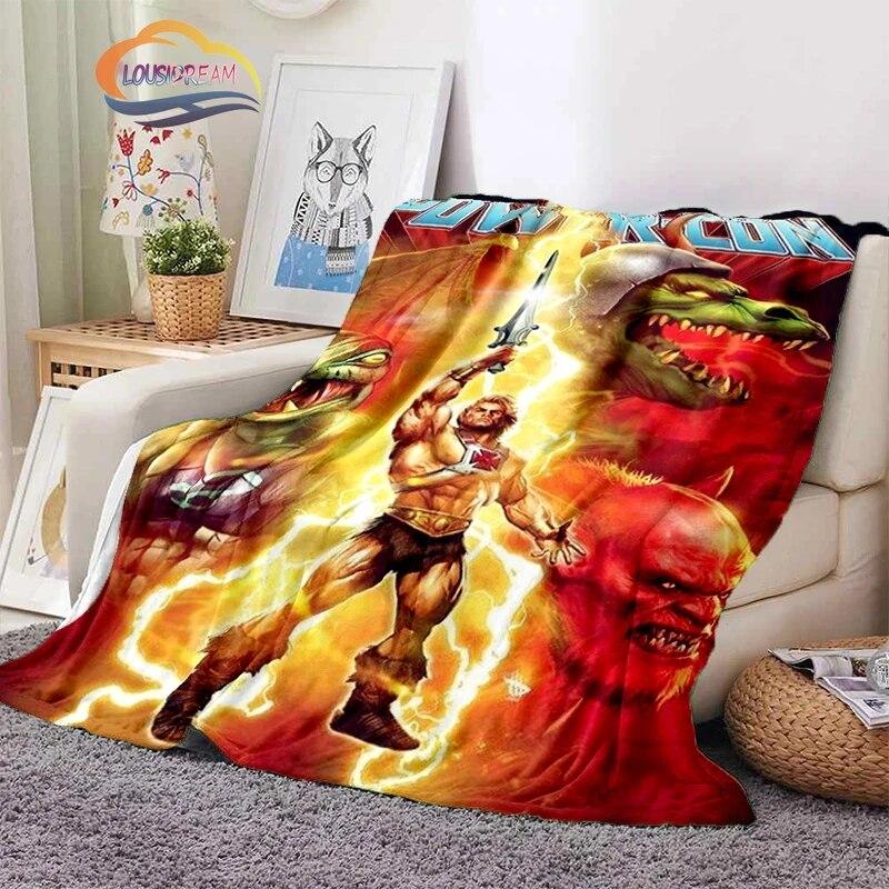 Science fiction adventure cartoon Masters of the Universe Cashmere Blanket 3D Printed He-Man Cartoon Flannel Bedspread camping