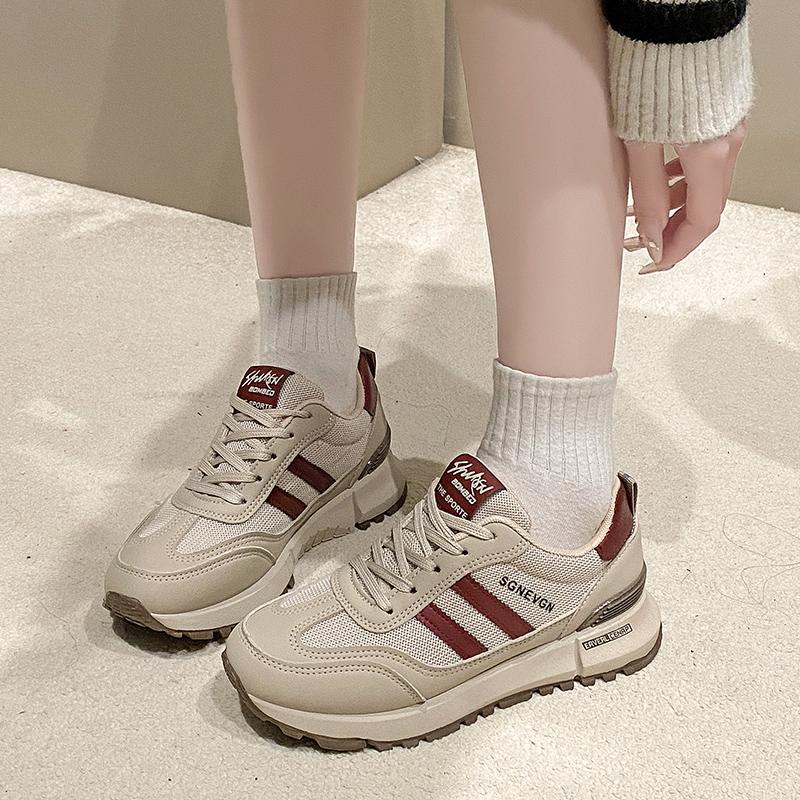 CRLAYDK Women's Chunky Sneakers Summer Mesh Breathable Walking Shoes Fashion Casual Sports Platform Ladies Lace Up Tennis