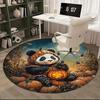 1pc Halloween Pumpkin Panda Round Carpet Office Chair Mat, Non Slip Rug for Home Decor, Gift, Office, Living Room, Bedroom