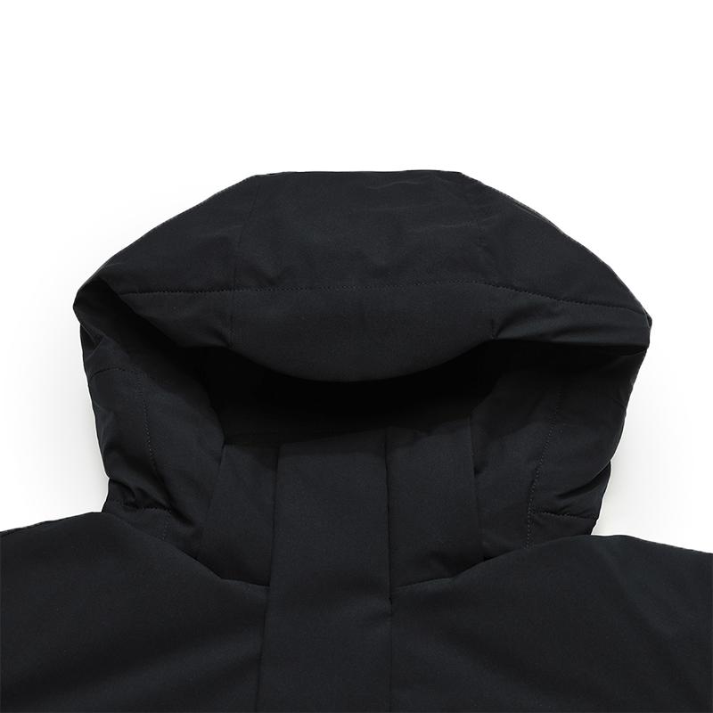 FILA White Classic Minimalist Daily Casual Commuter Versatile Stain-Resistant Plush Comfortable Mid-Length Hooded Down Jacket F11M543912FBK