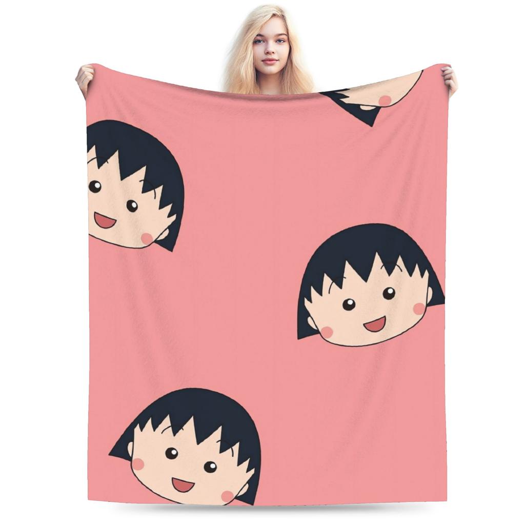 Chibi Maruko Chans Flannel Blanket Winter Warm Soft Throw Blanket for Children Bedroom Graphic Bedspread Sofa Bed Cover
