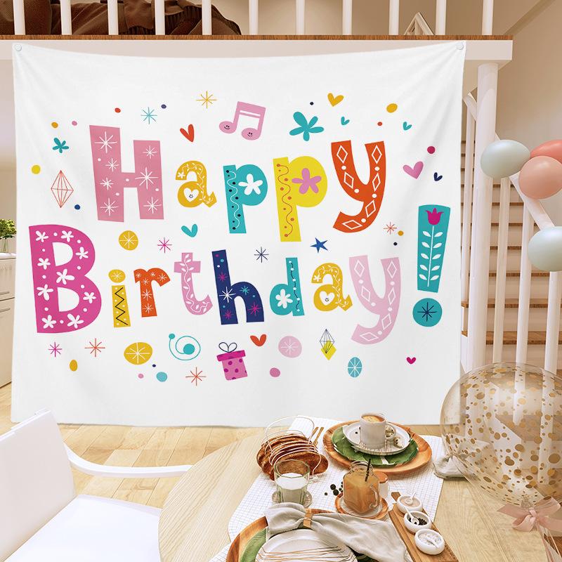 Birthday Party Decoration Tapestry Photo Background Cloth Ins Hanging Cloth Children's Meeting Scene Arrangement Background Wall Photo