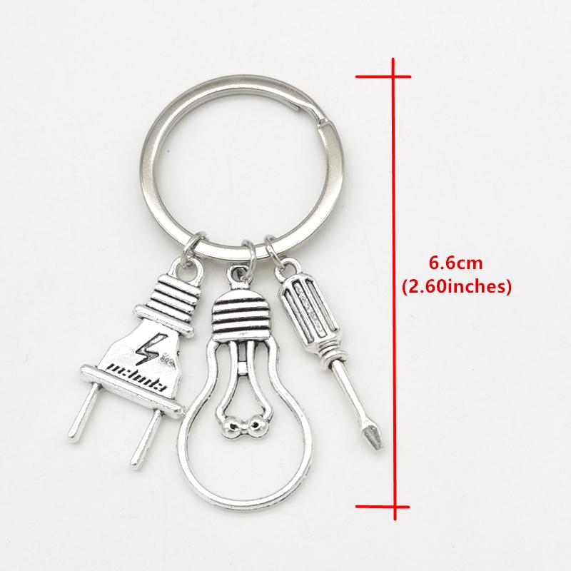 Kreativní klíčenka šroubovák žárovka zástrčka elektrikář klíčenka profesionálové údržby elektro unikátní šperky dárky