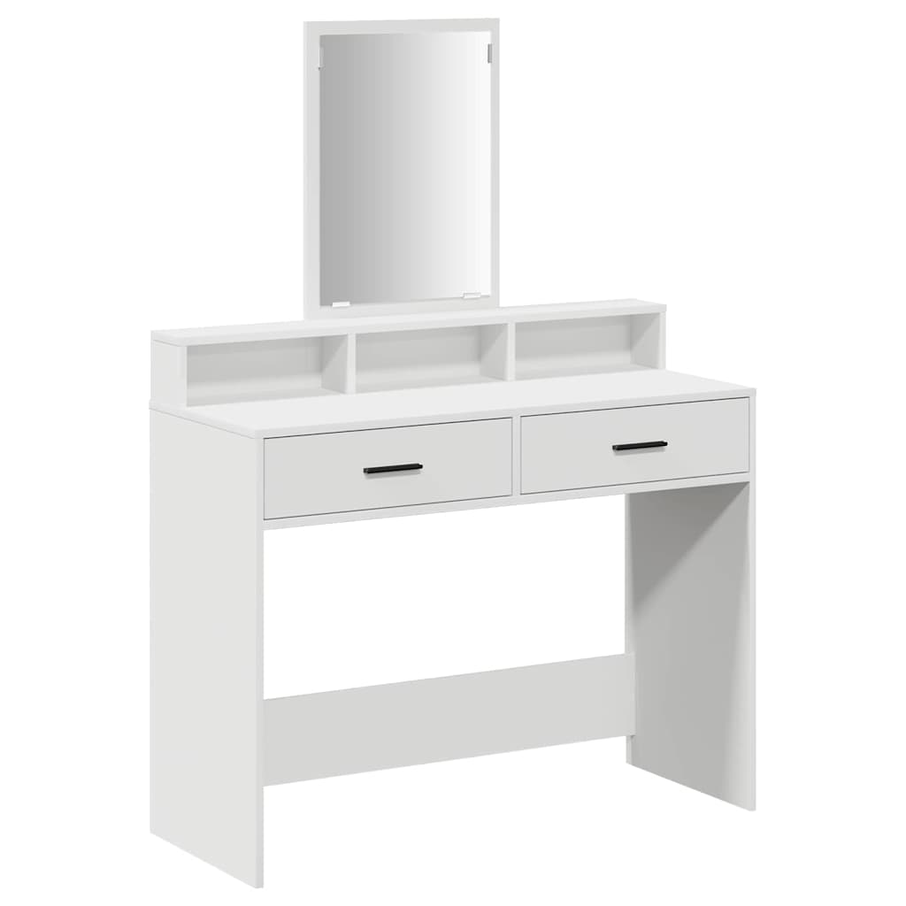 Makeup Table with Shelf White 100 x 41 x 140 cm Engineered Wood
