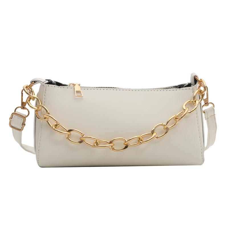 Urban Minimalist Style Pure Color Chain Small Square Shoulder Bag
