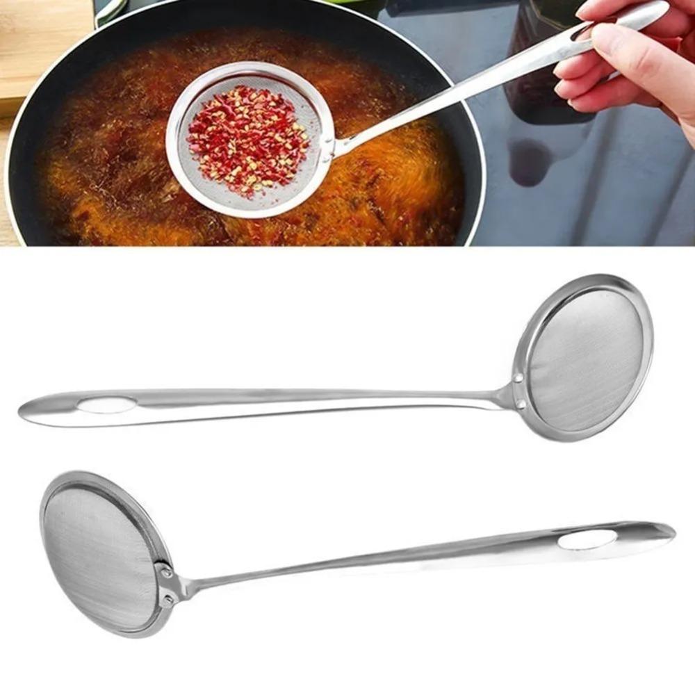 Kitchen Multi-functional Filter Spoon Stainless Steel Fine Mesh Wire Oil Skimmer Strainer Fried Food Net Kitchen Gadgets
