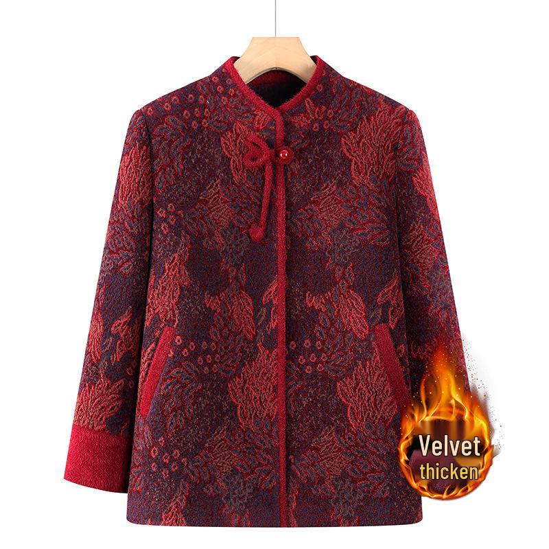 Grandma s Winter Coat: Fleece-Lined, Thickened Imitation Mink Velvet for 60-70-Year-Olds 3XL красный