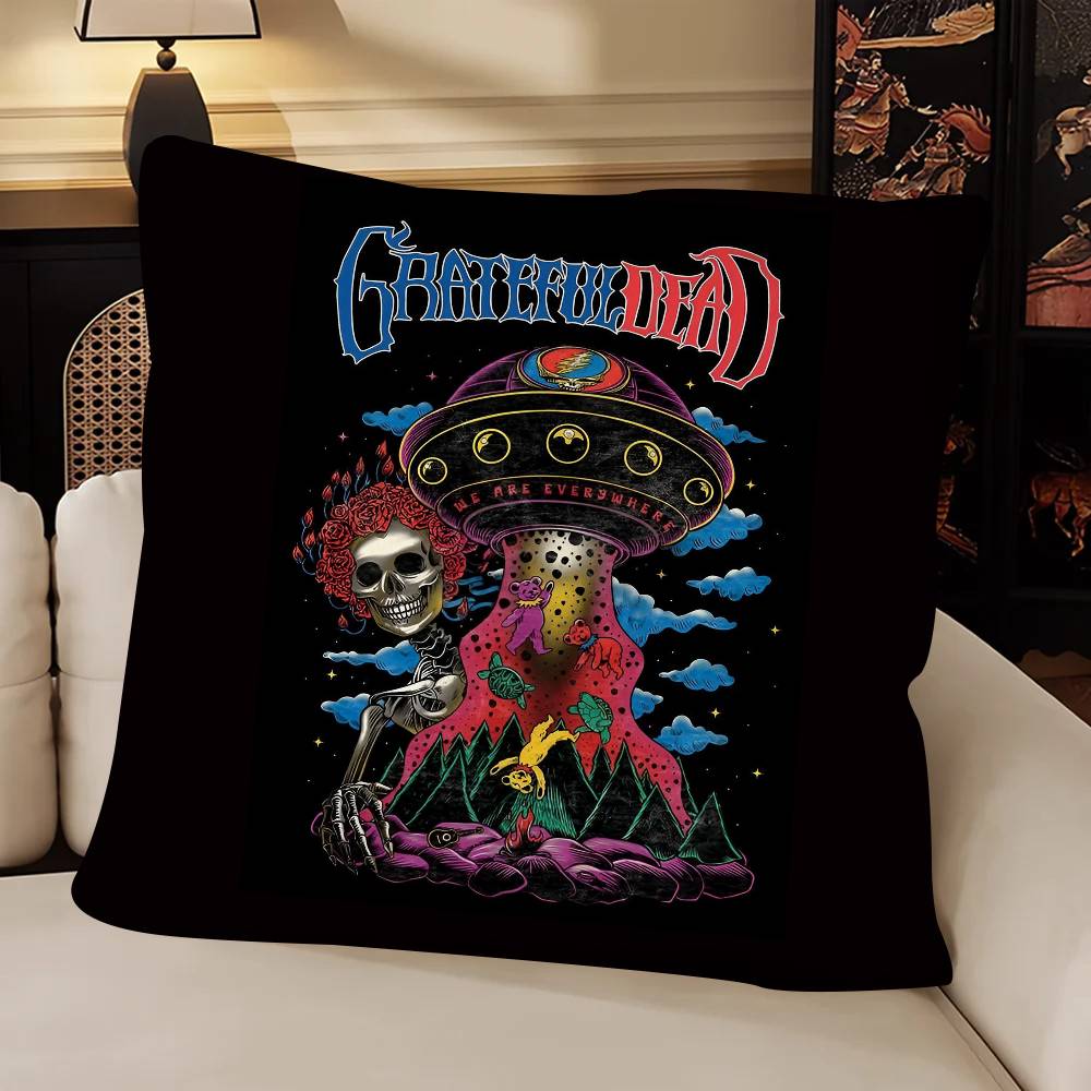 Band GGrateful DDead Pillow Case Fashion Square Pillowcase Bedroom Sofa Room Ins Decoration Leisure
