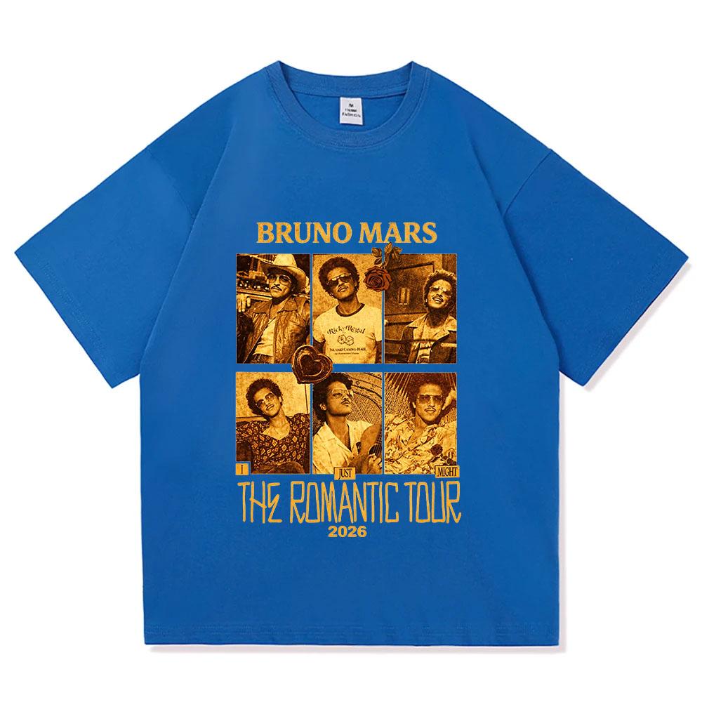 Bruno Mars Romantic Tour 2026 T-Shirt Pop Soul Concert Tee Retro Music Fan Merch Tour Outfit Gift TOPS Comfortable Ropa De Mujer