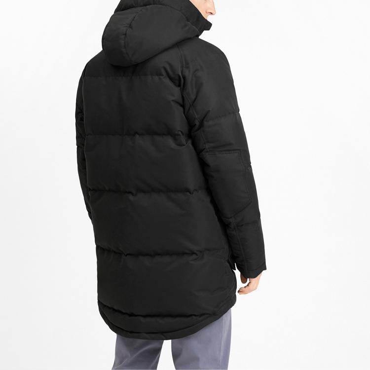 Puma Solid Color Logo Mid-Length Hooded Down Jacket Men Outerwear Black 580874-01