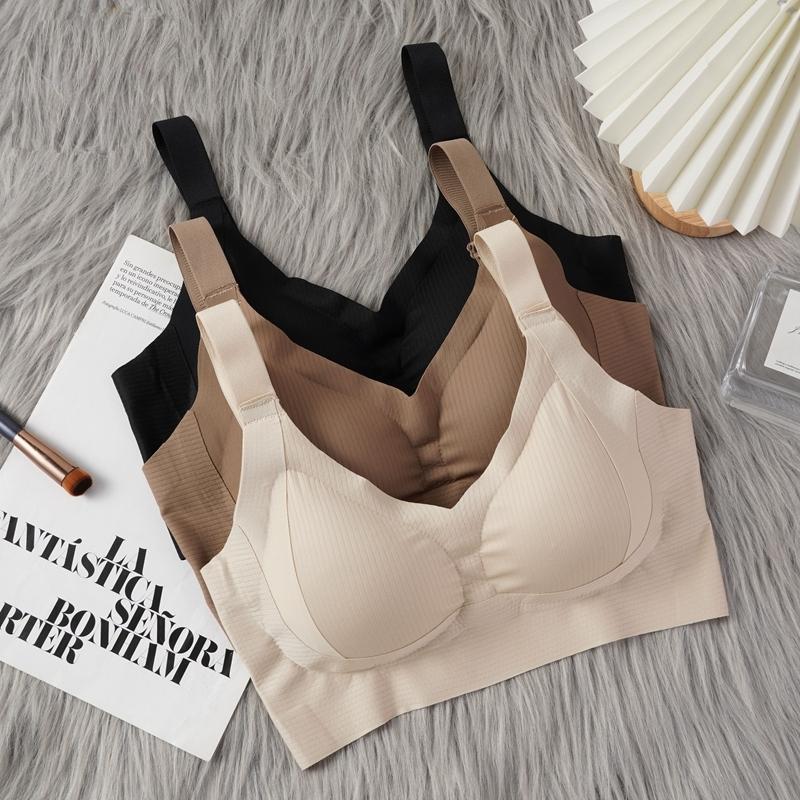 Women's Seamless Wireless Bra Comfortable Thin Design Full Coverage Underwear Anti-Sagging Lift Ribbed Bra Smooth Silhouette High Support Bras