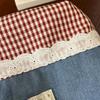Portable INS Sweet Lace Handbag Denim Plaid Canvas Tote Bags Commuting Bags