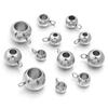 10-20 stuks/partij Roestvrij Staal Spacer Kralen Hanger Charms Sluitingen Oogjes Grote Gat Kralen Voor Sieraden Maken DIY Accessoires