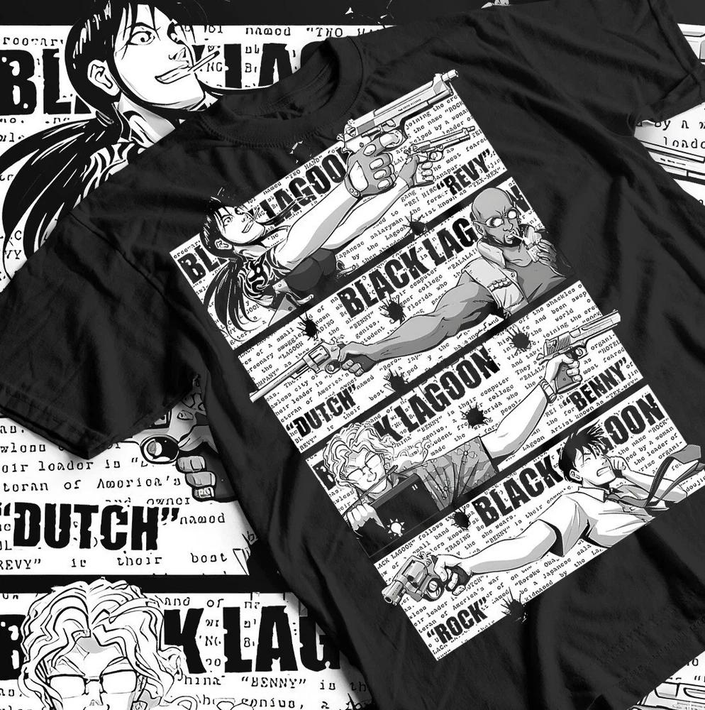 Black Lagoon Oversized TShirt Unisex Tee Cotton Top Graphi Shirt Black S4XL S