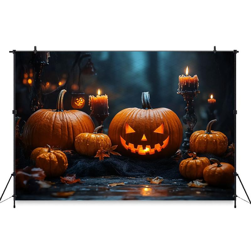 Halloween Background For Photography Night Forest Candle Autumn Pumpkin Party Backdrop Baby Shooting Props Decorations Photozone