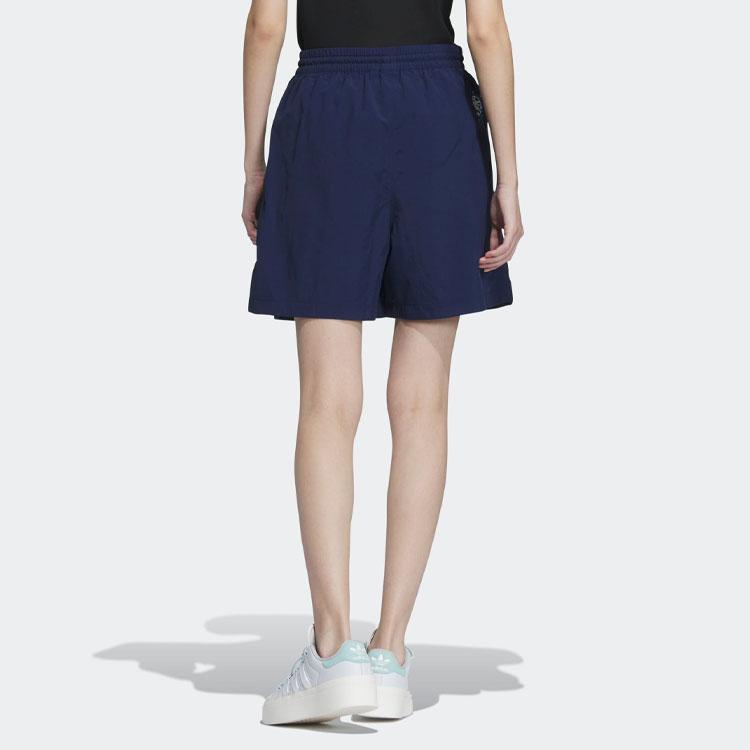 Adidas Originals Trefoil Toc Woven Shorts Solid Color Logo Embroidery Drawstring Straight Regular Shorts Women Shorts Deep-Indigo IP1758