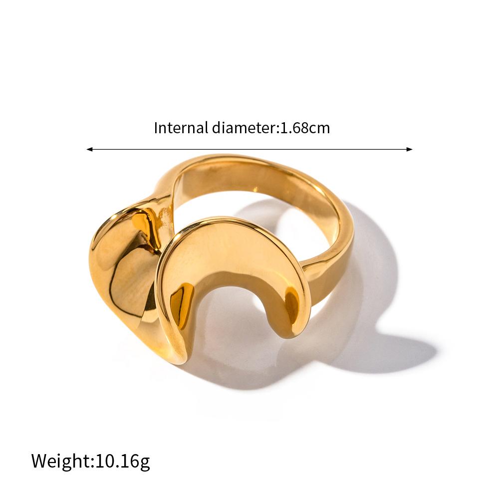 Stylish Texture Finger Jewelry Stainless Steel Waterproof Dome Ring Irregular Bold Chunky Geometric Ring for Girls