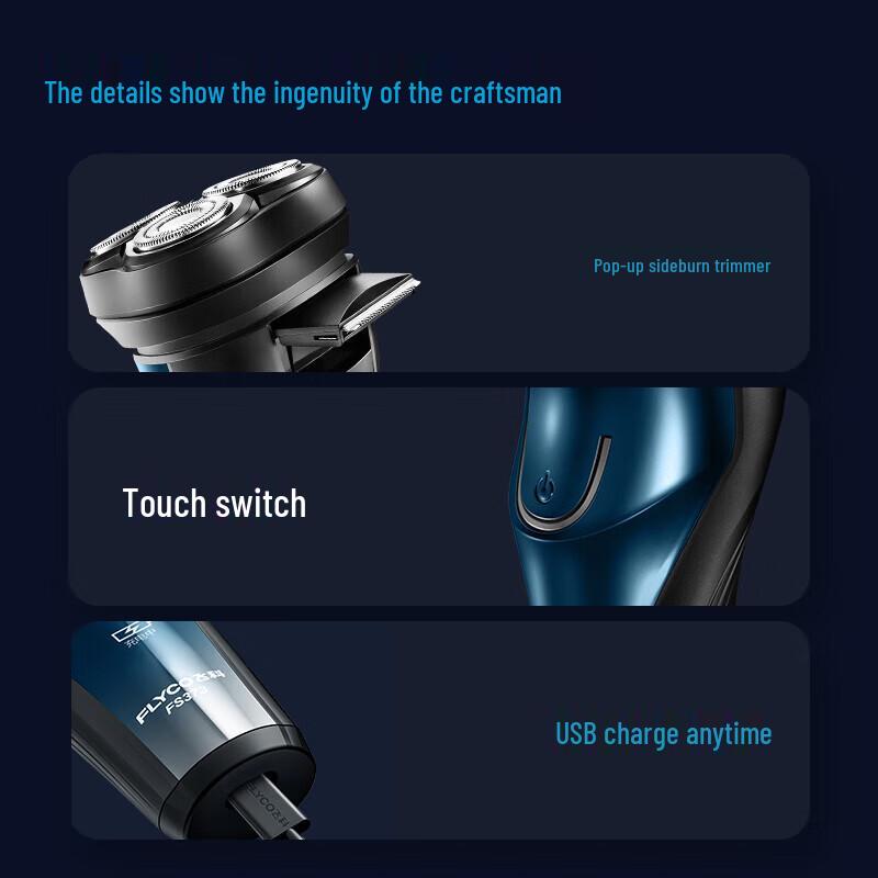 Flyco FS373 Men's Rechargeable Electric Shaver CN Plug (adapter Included)