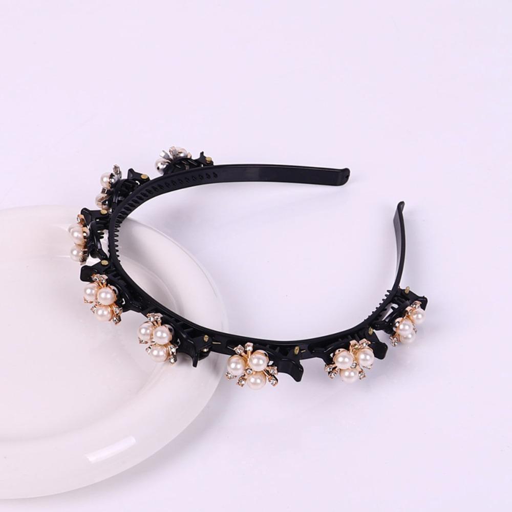 Rhinestone Lazy Girls Hair Braider Hair Hoops Flower Hair Toothed Headband Hair Styling Accessory