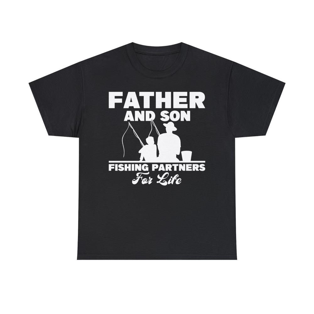 Fathers Day TShirt Father And Son Fishing Partners For Life Unisex Gift Tee Top