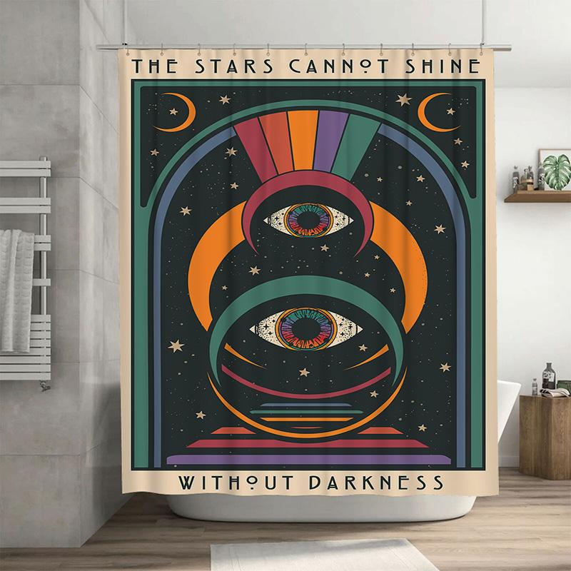 

Colorful Eye Shower Curtain Dark Stars Shine Brightest Decorative Bath Rug For Bathroom Black Green Yellow Orange Red Purple W60H190(CM)-1 Pcs