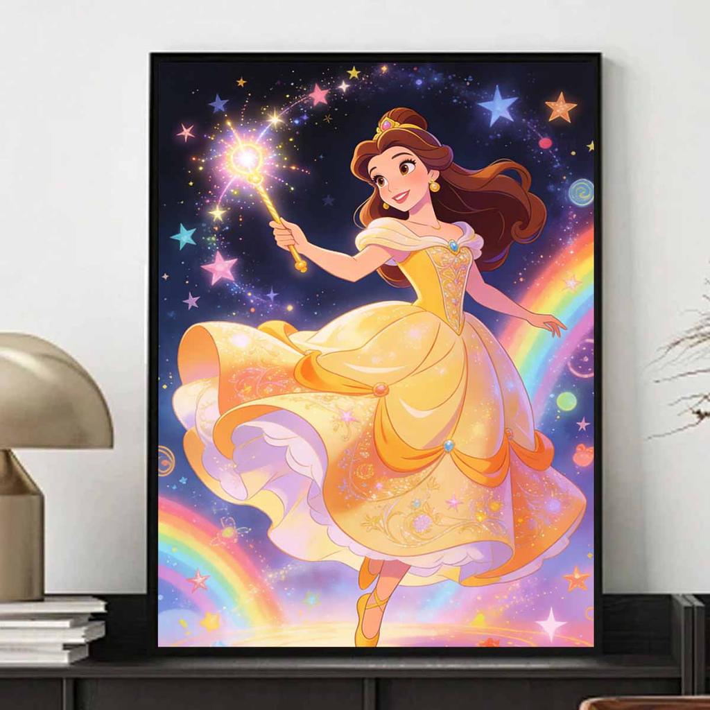Disney Diamond Painting Kit Full Diamond Round Belle's Magic Wand Decor Home Decor Craft Gift