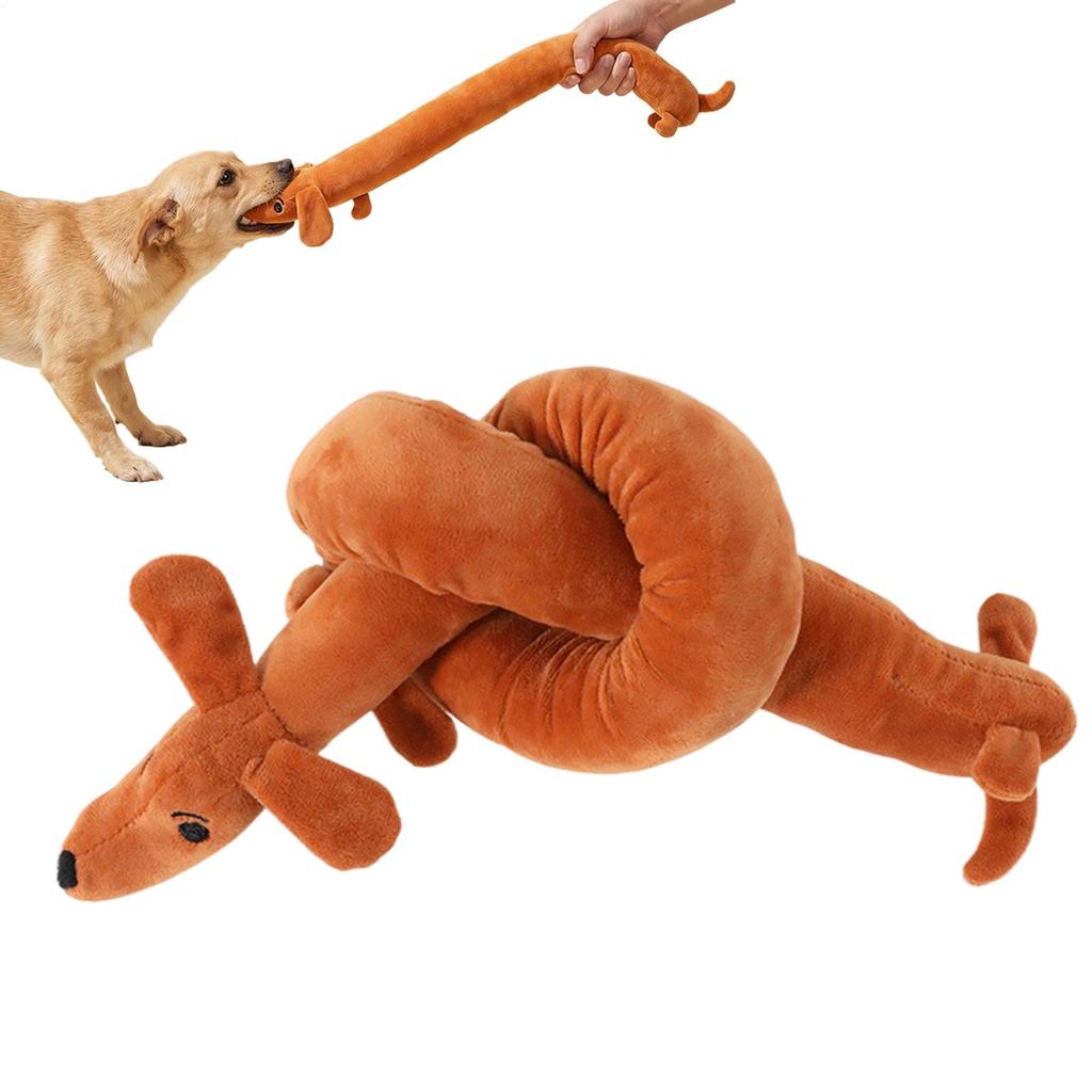 Quietschende Hundespielzeuge Dackelform Interaktiver Weicher Begleiter Hundekaupielzeug für Indoor-Spiel Training Zahnen Langeweile Linderung
