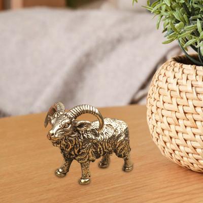 Yousheng Brass Goat Statue Mini Tabletop Goat Figurine Collectible Retro Animal Sculpture for Home Office Study Room Desk Decor