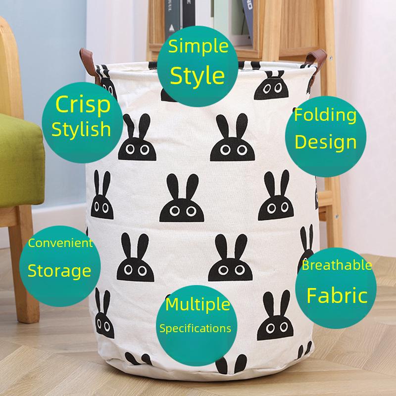 Round Cotton Linen Laundry Basket & Moisture-Proof Quilt Sorting Bag