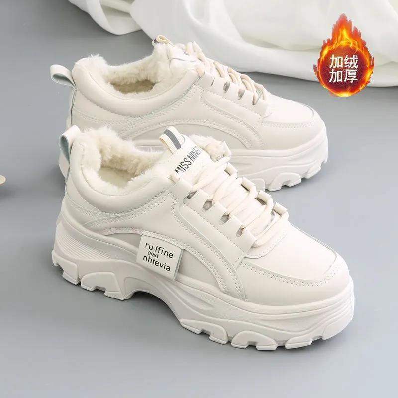 

2025 dad shoes children s new platform autumn and winter velvet student sports little white shoes ins versatile trendy cotton shoes women 40