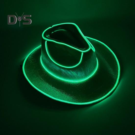 Light Up Cowgirl Hat Wireless Neon Western LED Cowboy Cap Luminous Flashing Light Bar Hat for Halloween Party Supplies