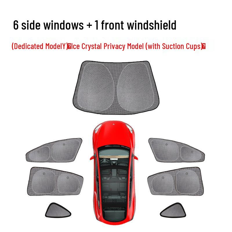 Tesla Model 3/Y Sunshade with Suction Cup - Ice Crystal Opaque Side Window Protection