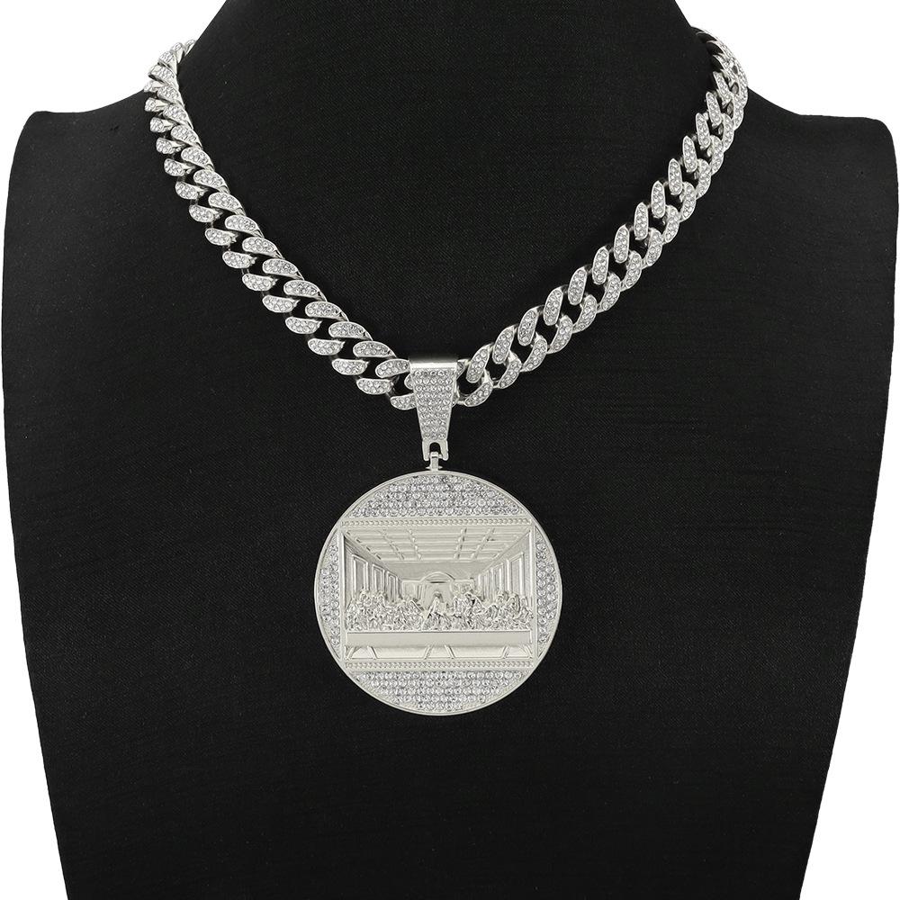 Exaggerated Large Round Pendant Necklace - Trendy Hip Hop Cuban Chain for Men